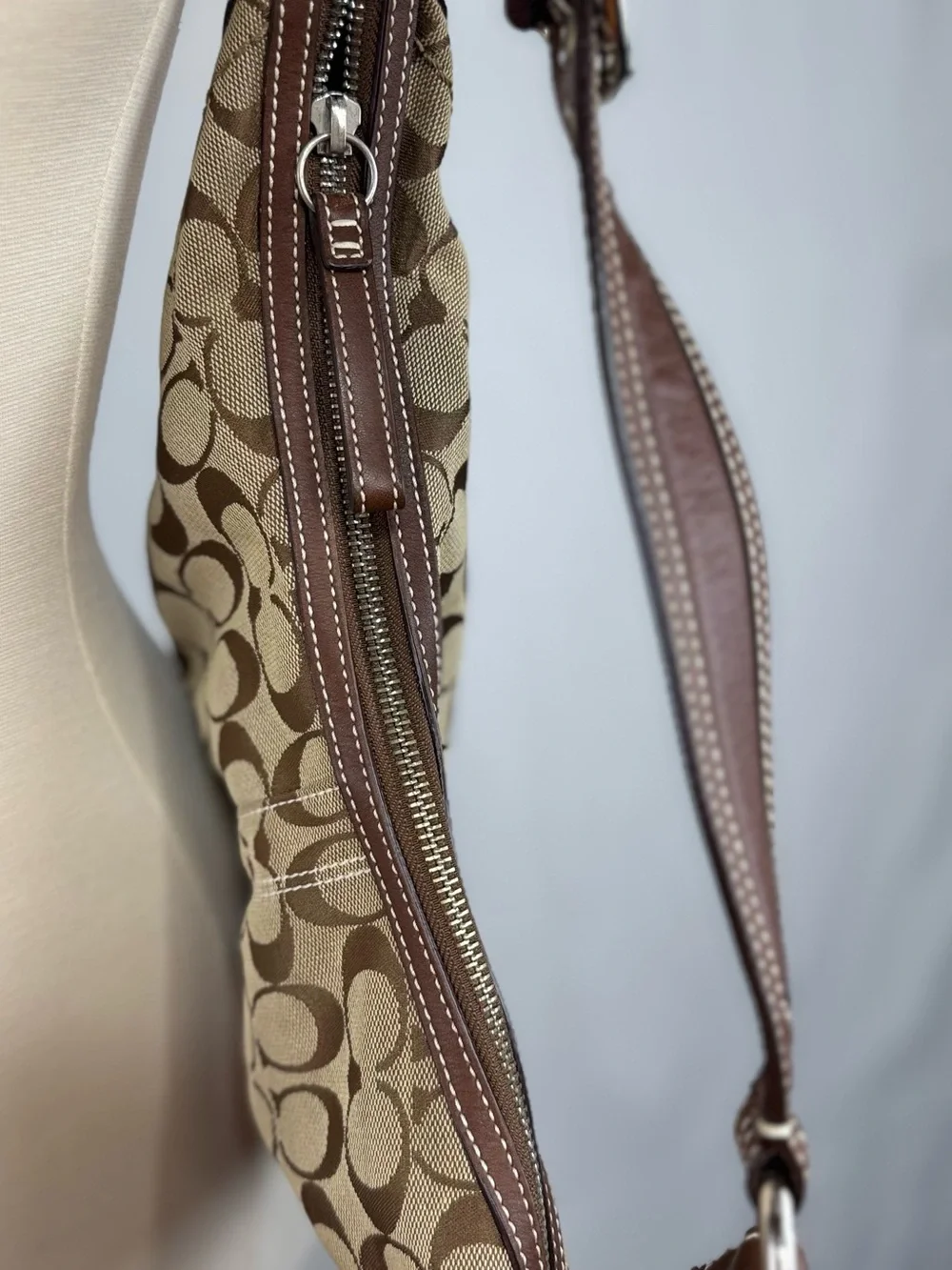 Vintage Coach Soho Signature Hobo Bag Canvas/Leather Brown 10074 Y2K